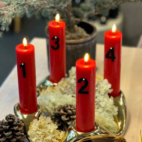 Advent package with block candles - 4 colors