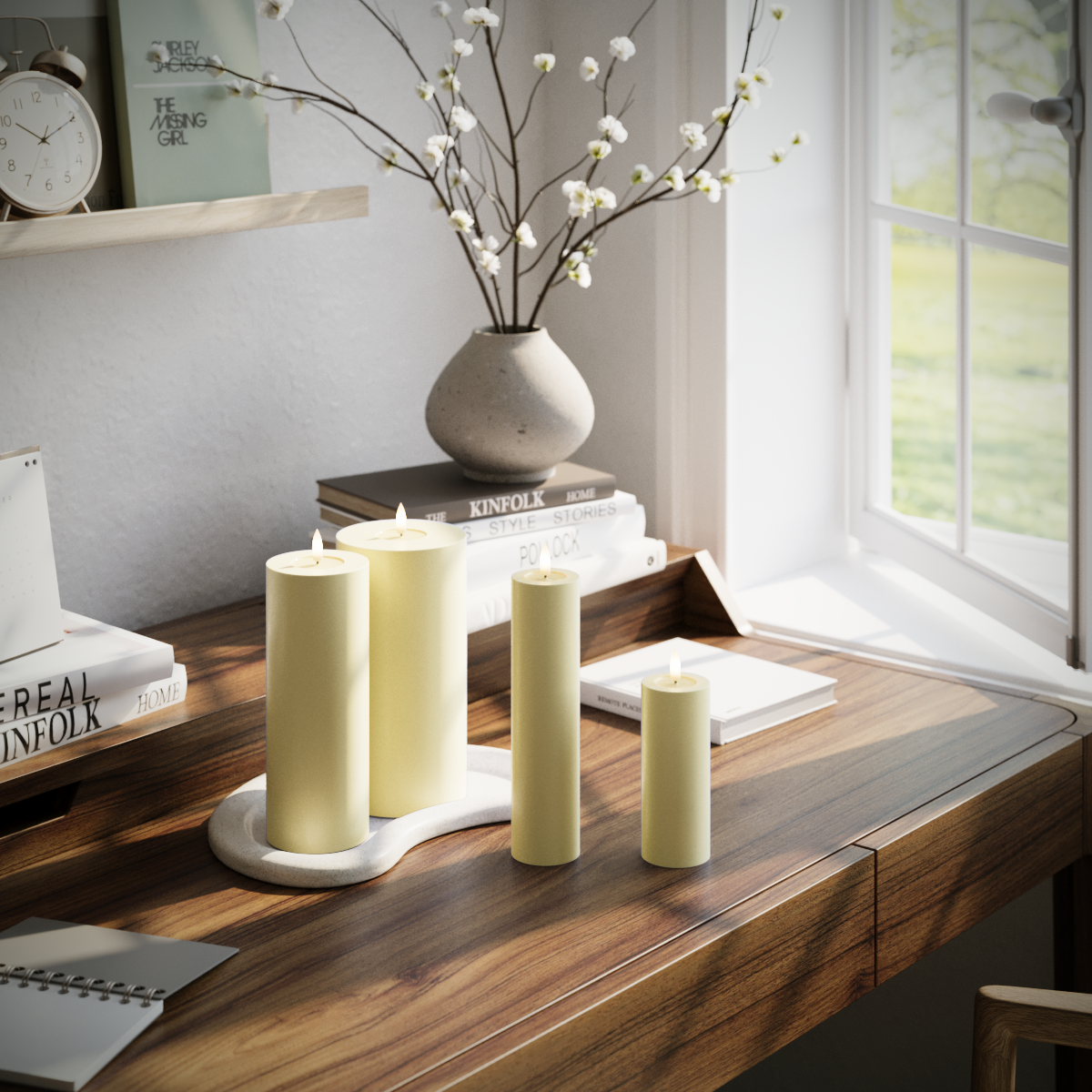 Deluxe Homeart LED Pillar candle package - Light Yellow - 5 x 12.5 + 20 | 7.5 x 20 | 10 x 20 cm package 1