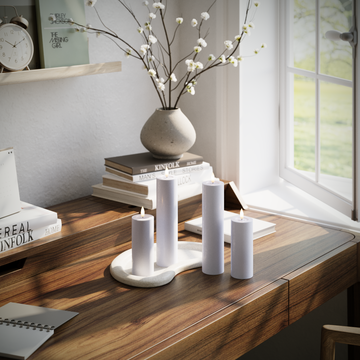 Deluxe Homeart LED Pillar candle package - Dusty Blue - 2 x 5 x 12.5 | 2x 5 x 20 cm package 1