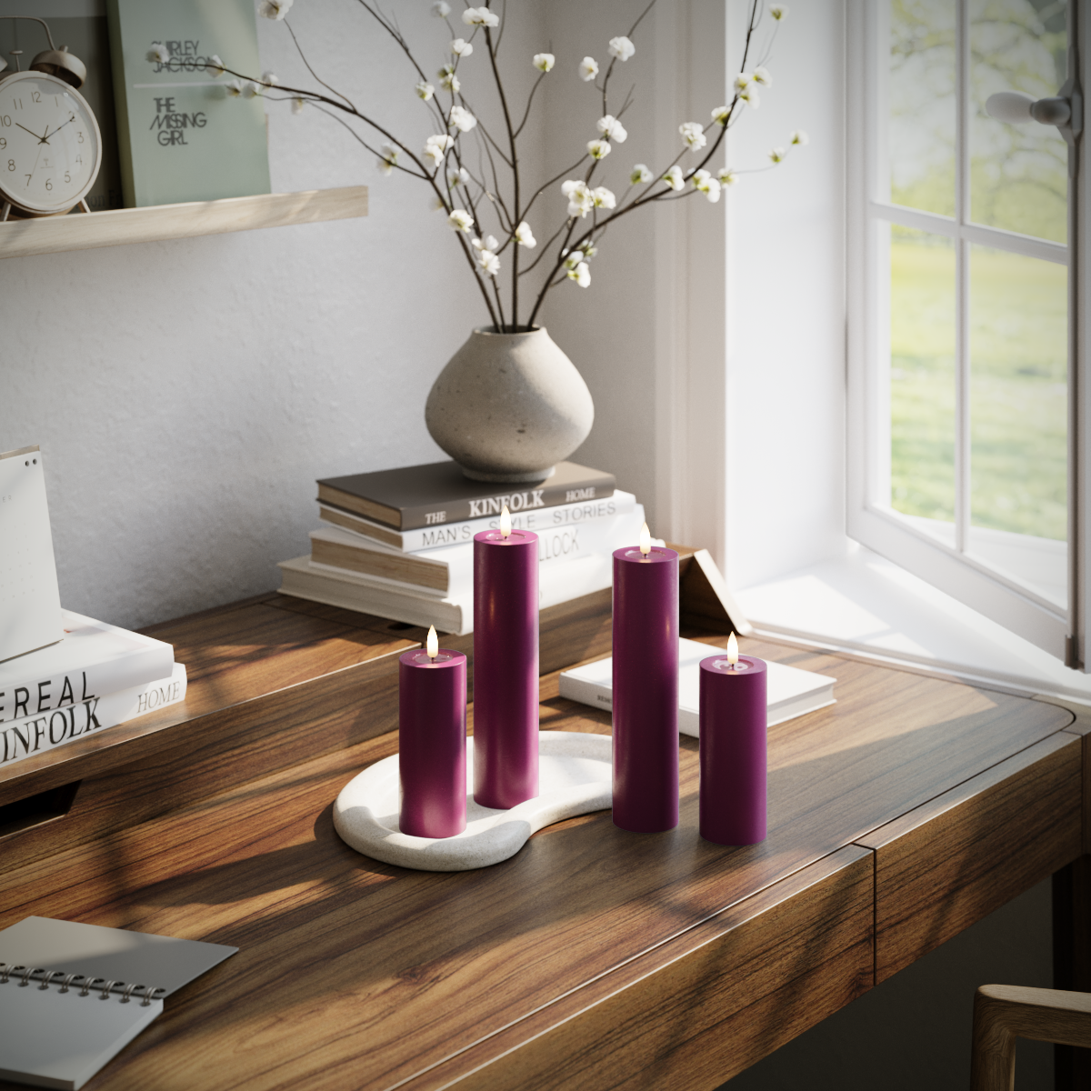 Deluxe Homeart LED Pillar candle package - Violet - 2x 5 x 12.5 cm | 2x 5 x 20 pack 1