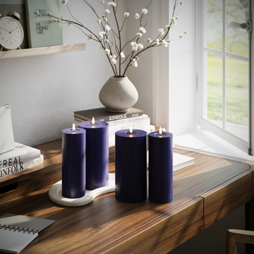 Deluxe Homeart LED Pillar candle package - Royal Blue - 2x 7.5 x 20 | 2x 10 x 20 cm package 1