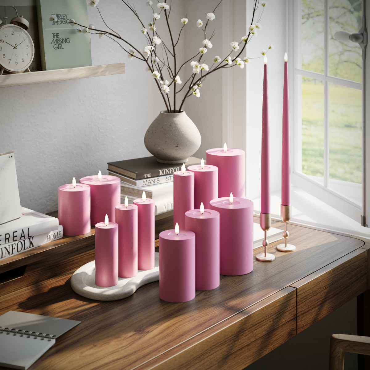 Deluxe Homeart LED candle pack - Magenta - 5 x 10 + 12.5 + 15 + 20 | 7.5 x 10 + 12.5 + 15 + 20 | 5 x 10 + 15 + 20 | 2 pieces 38 cm package 1