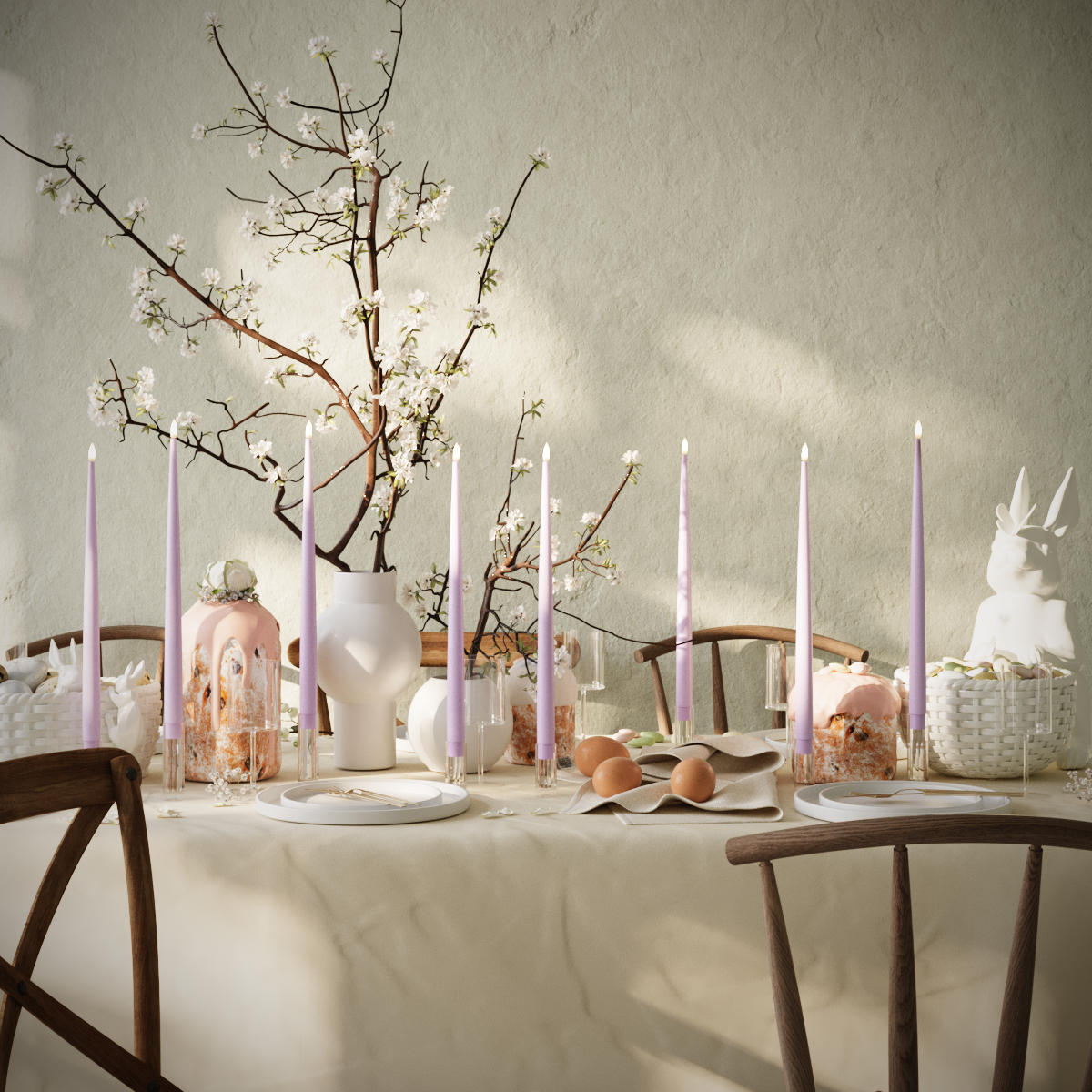 Deluxe Homeart LED Shiny Dinner candle package - Lavender - 8 pieces 38 cm Shiny Dinner candle package 1