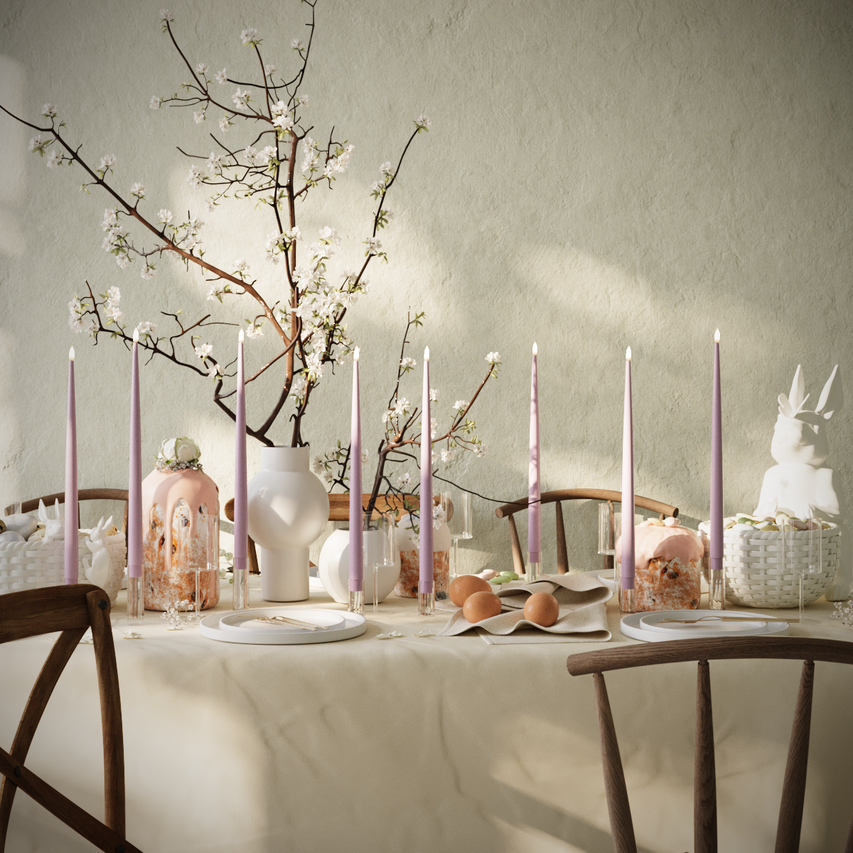 Deluxe Homeart LED Shiny Dinner candle package - Light Purple - 8 pieces 38 cm Shiny Dinner candle package 1