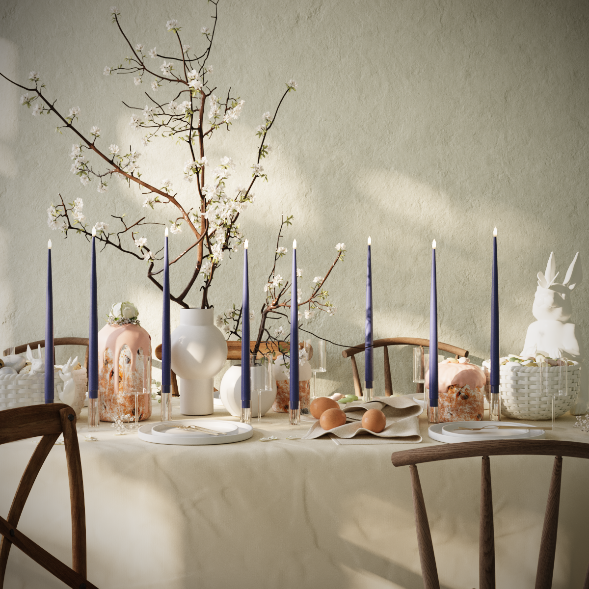 Deluxe Homeart LED Shiny Dinner candle package - Royal Blue - 8 pieces 38 cm Shiny Dinner candle package 1