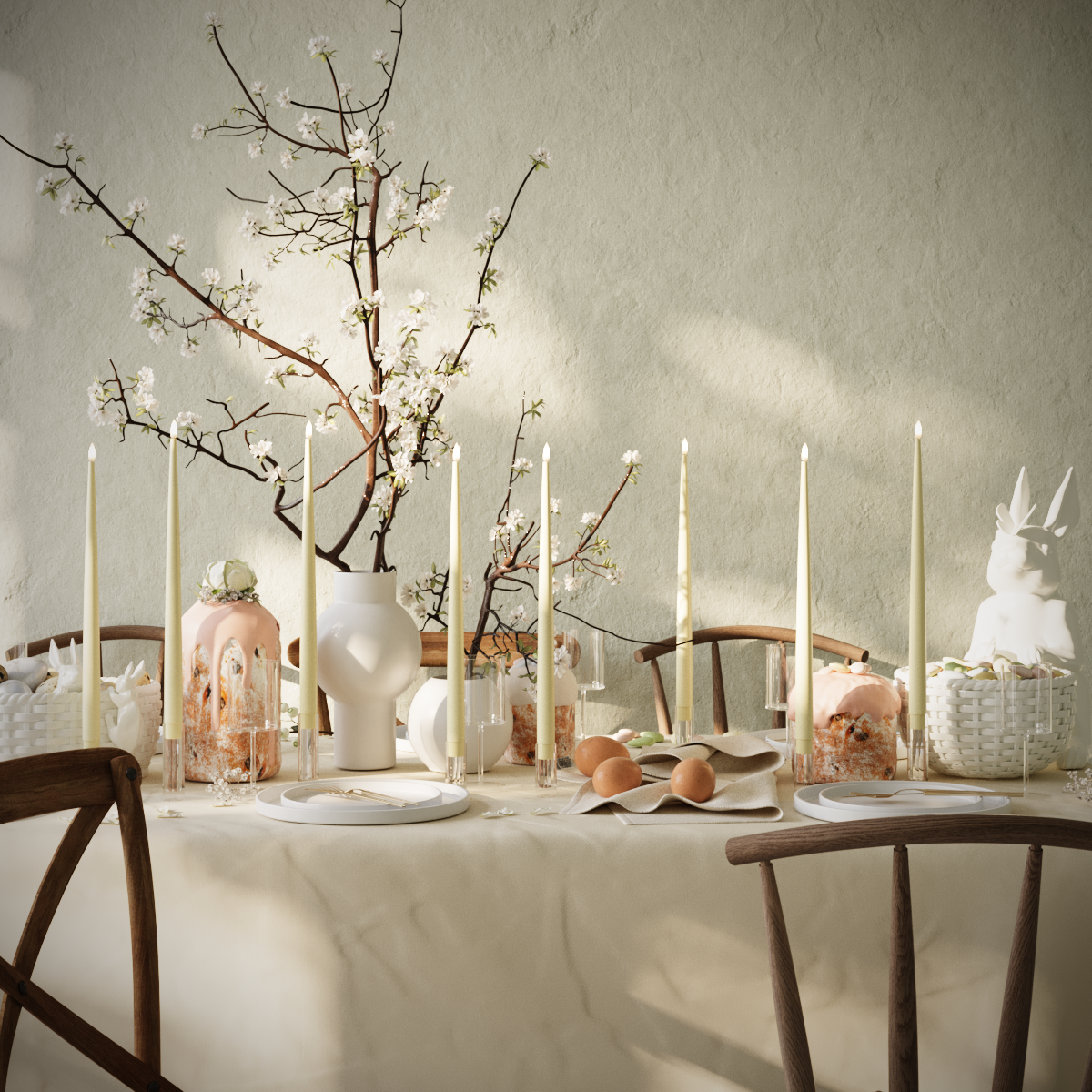 Deluxe Homeart LED Shiny Dinner candle package - Light Yellow - 8 pieces 38 cm Shiny Dinner candle package 1