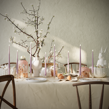 Deluxe Homeart LED Shiny Dinner candle package - Lavender - 4 pieces 38 cm | 4 pieces 28 cm package 1