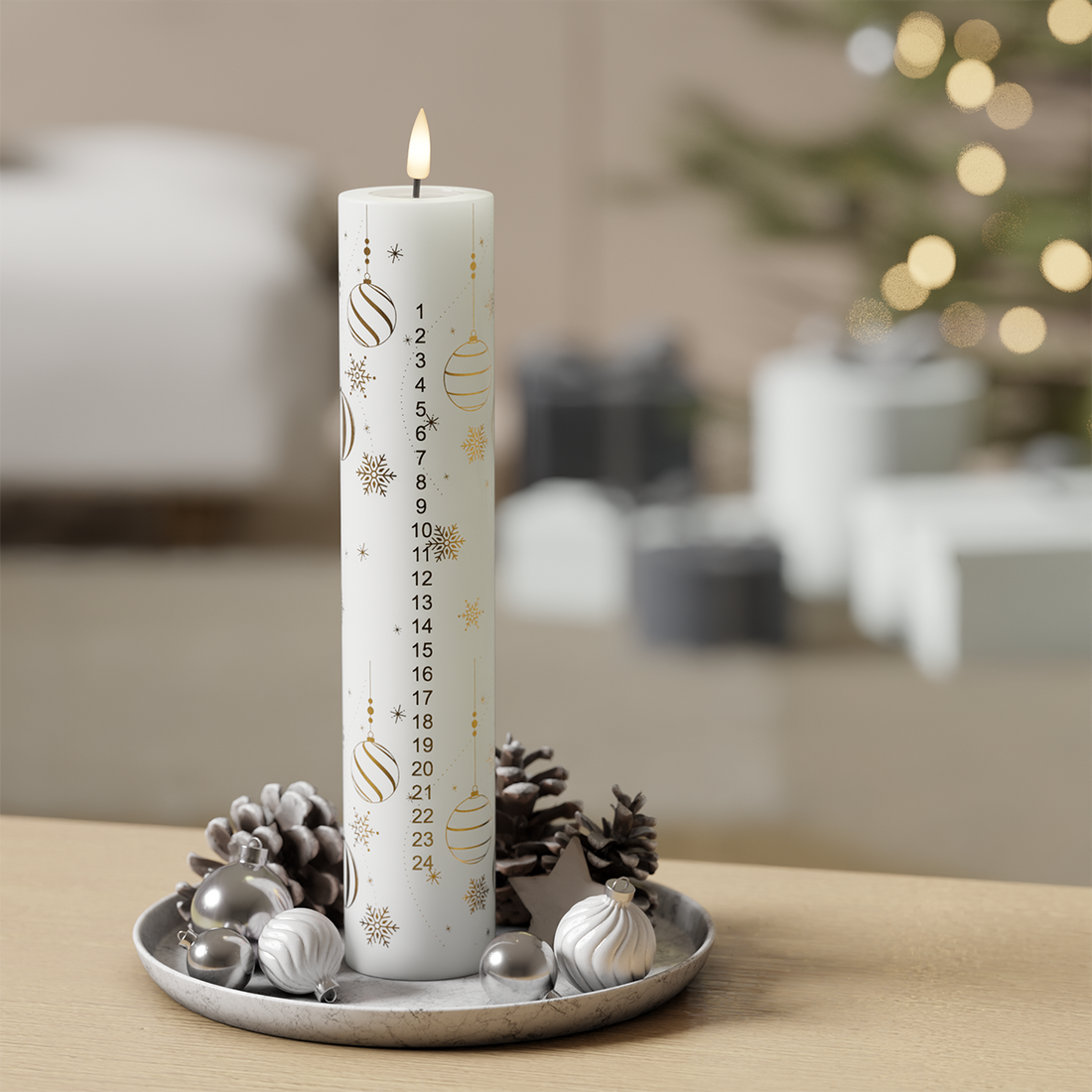 Deluxe Homeart LED Kalender lys - Guld Jul 2