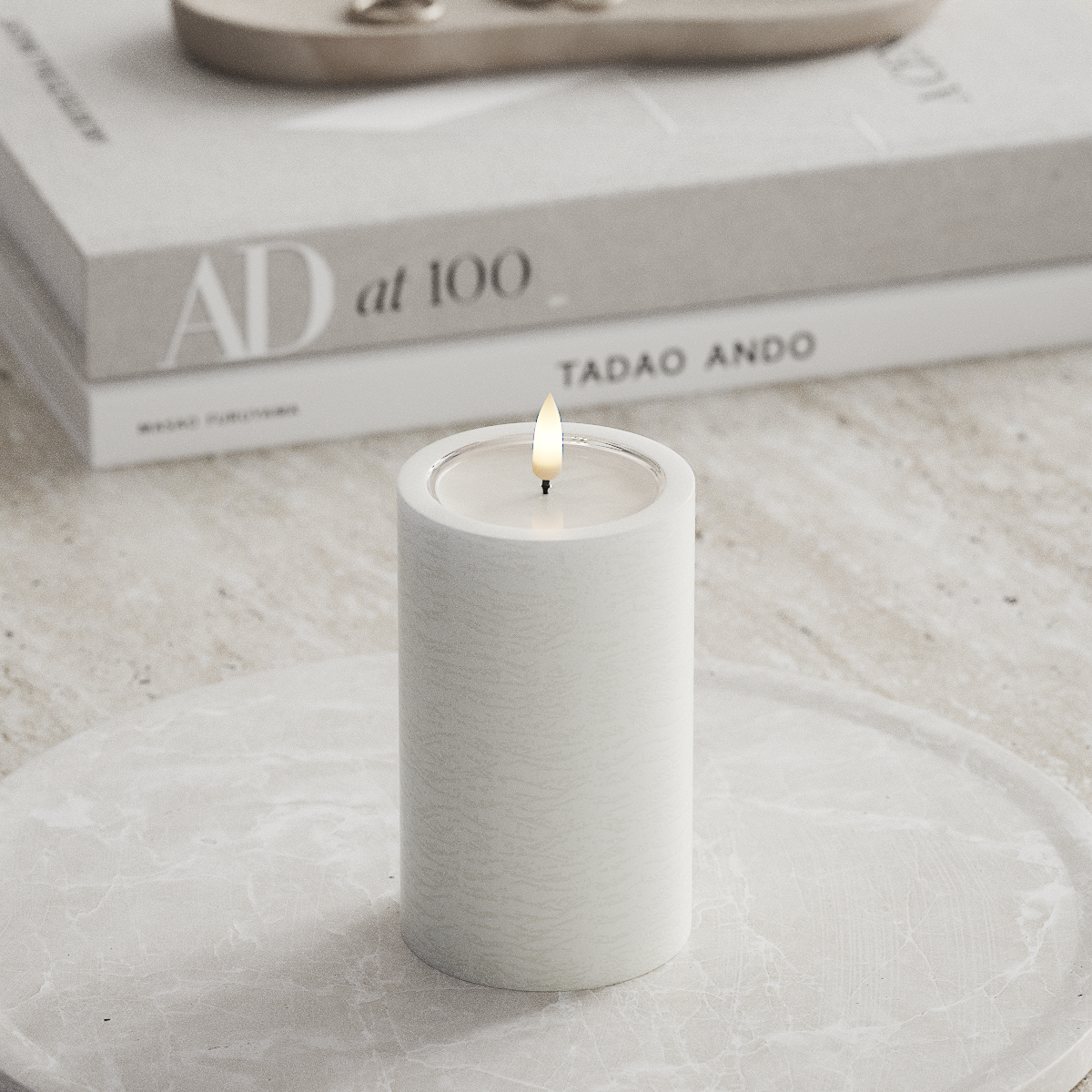 Deluxe Homeart Unique LED Pillar candle D 7.5 x 12.5 cm White unique Pillar candle 1