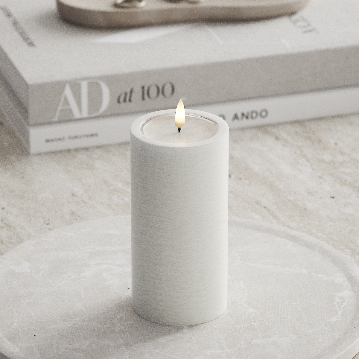 Deluxe Homeart Unique LED Pillar candle D 7.5 x 15 cm White unique Pillar candle 1
