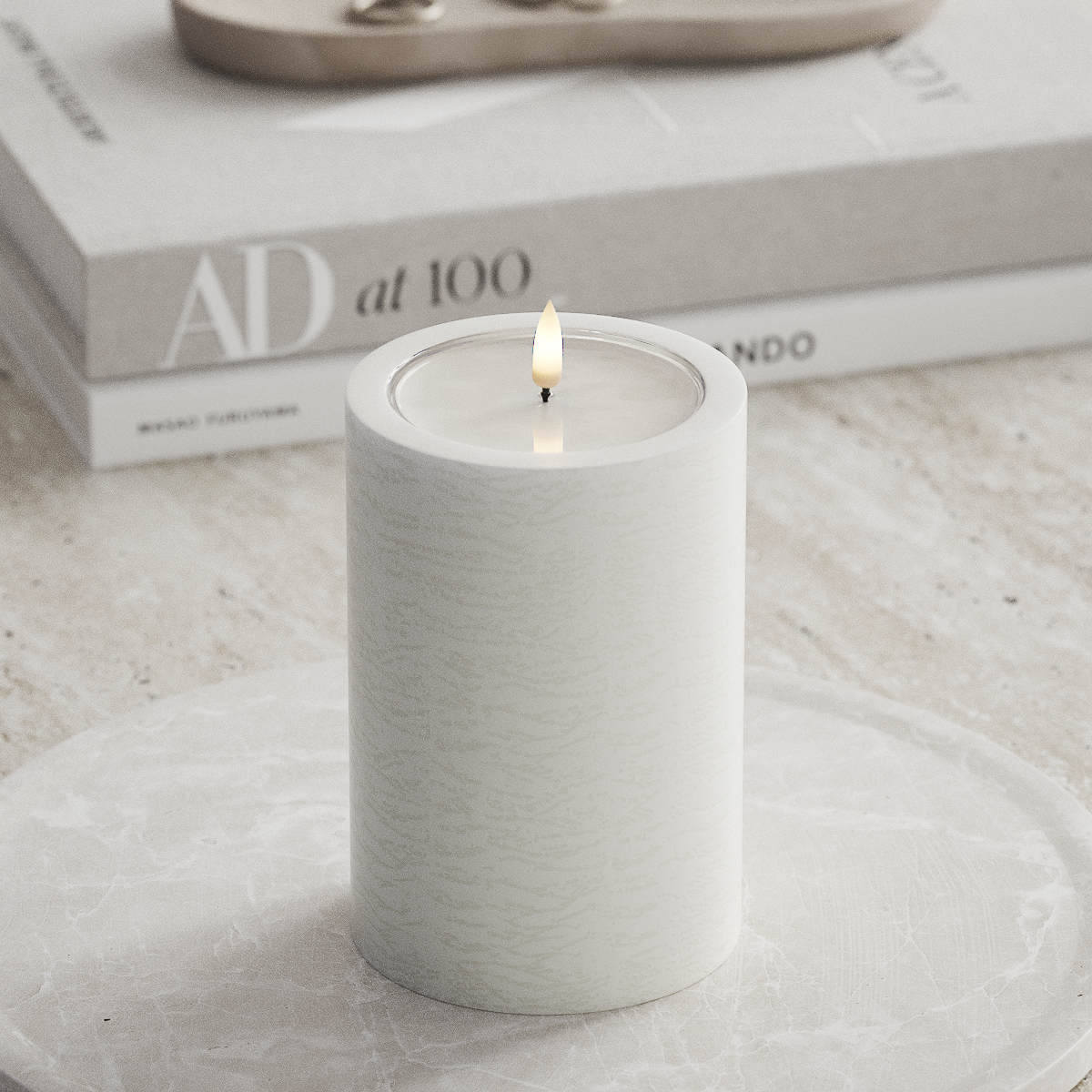 Deluxe Homeart Unique LED Pillar candle D 10 x 15 cm White unique Pillar candle 1