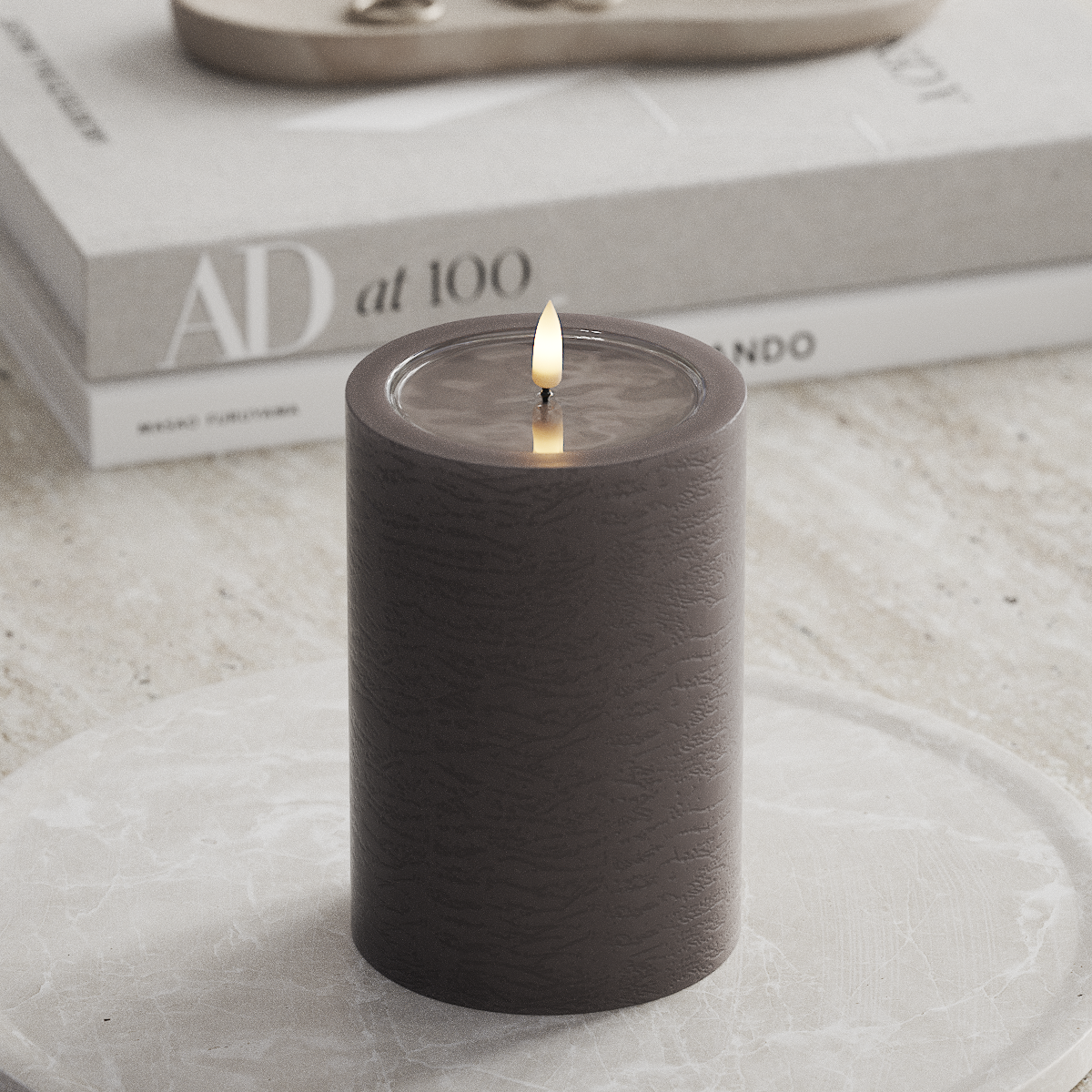 Deluxe Homeart Unique LED Pillar candle D 10 x 15 cm Mocha unique Pillar candle 1