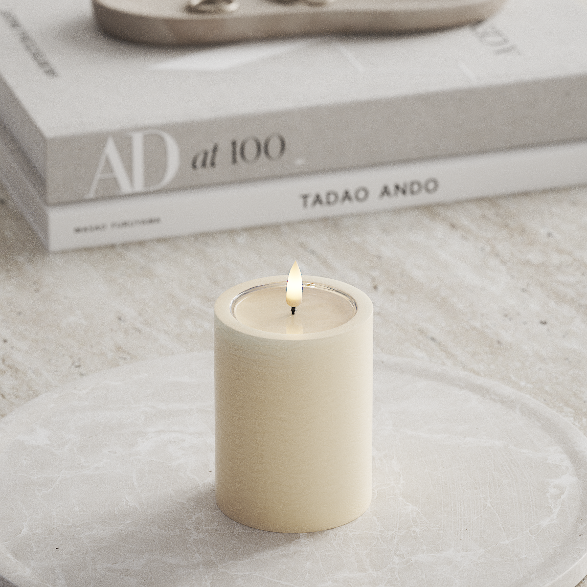 Deluxe Homeart Unique LED Pillar candle D 7.5 x 10 cm Cream unique Pillar candle 1