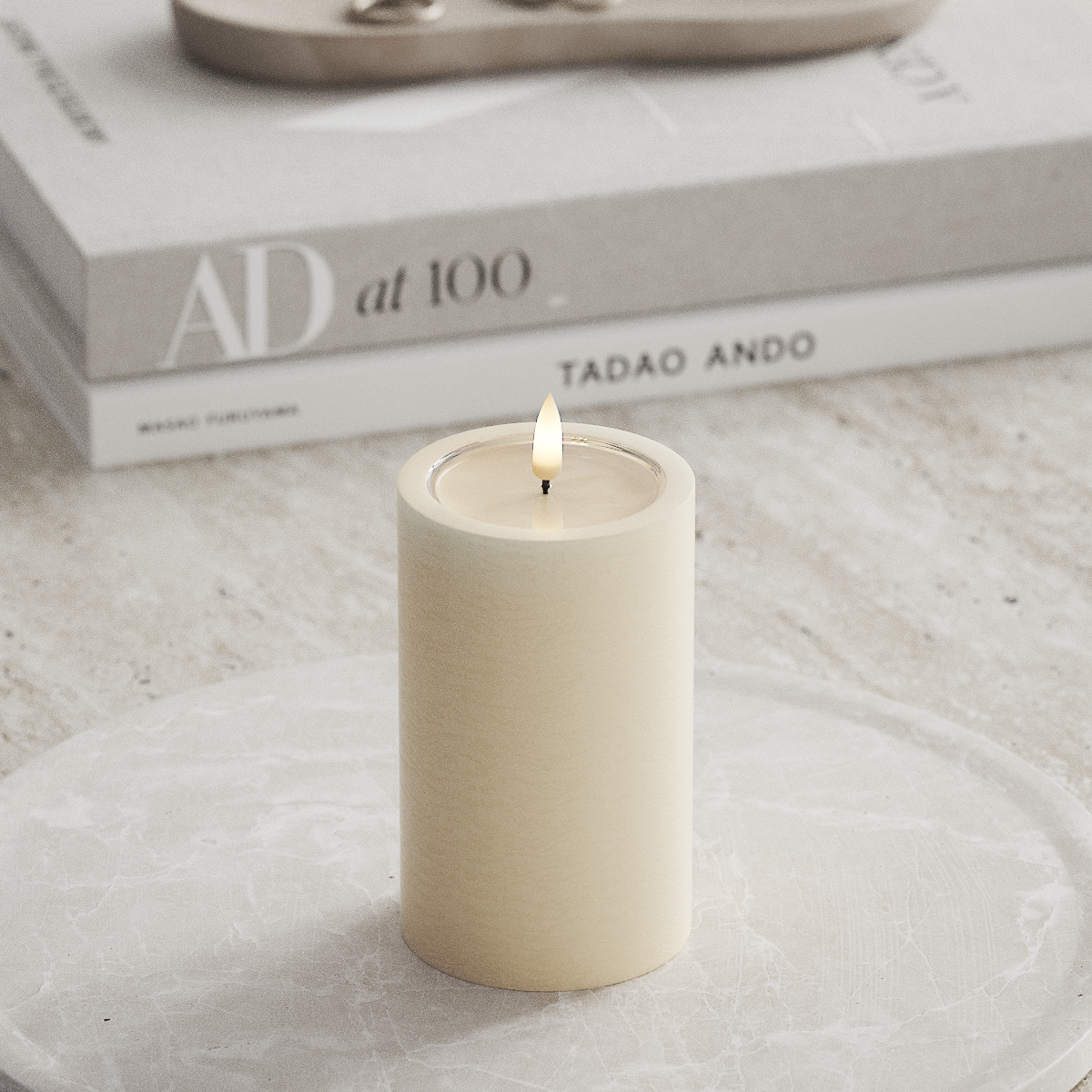 Deluxe Homeart Unique LED Pillar candle D 7.5 x 12.5 cm Cream unique Pillar candle 1