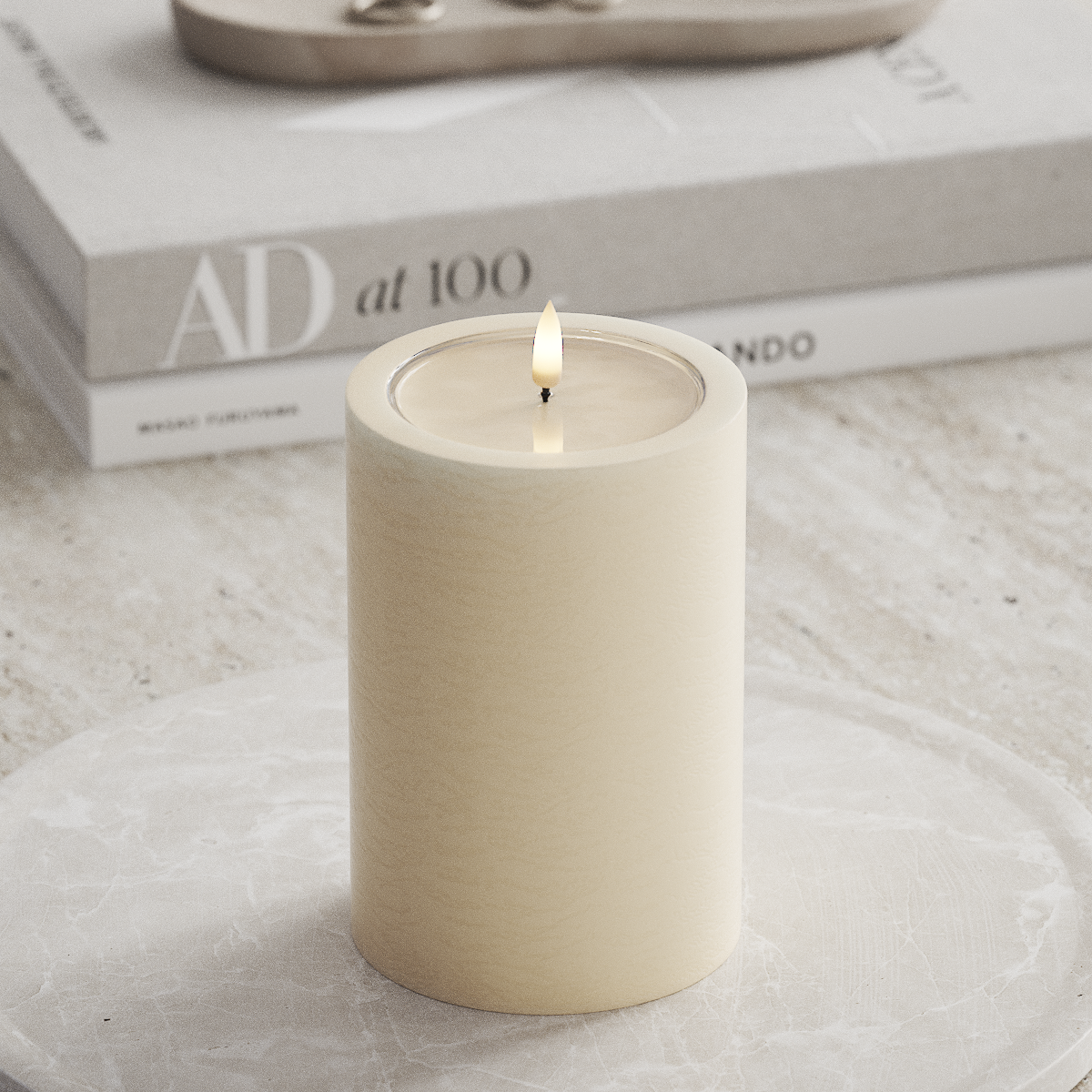 Deluxe Homeart Unique LED Pillar candle D 10 x 15 cm Cream unique Pillar candle 1