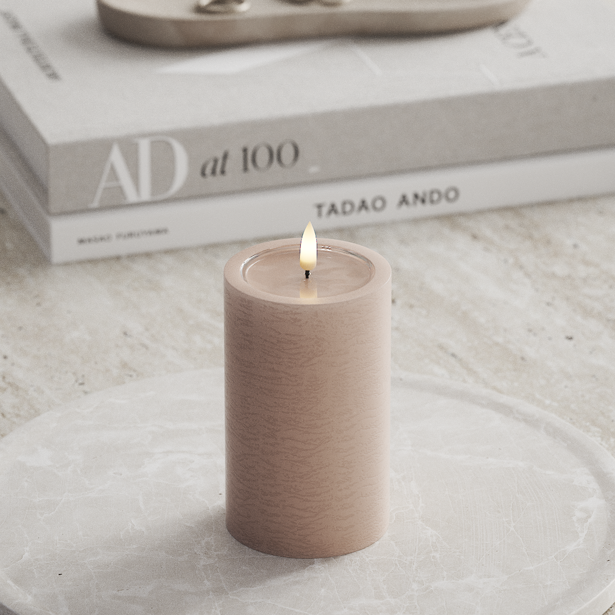 Deluxe Homeart Unique LED Pillar candle D 7.5 x 12.5 cm Pink unique Pillar candle 1