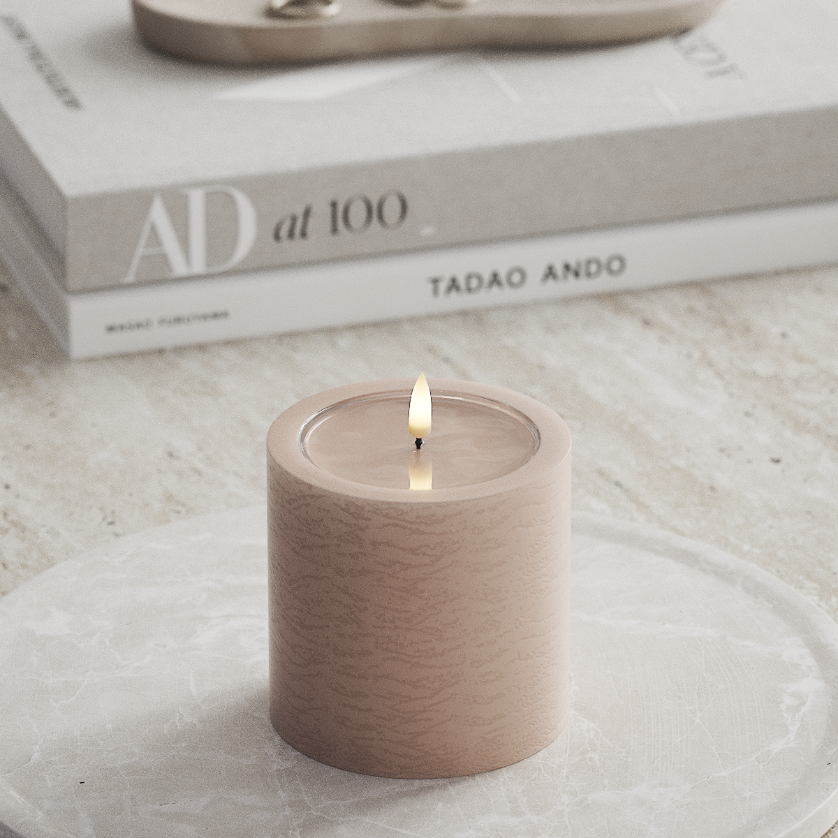 Deluxe Homeart Unique LED Pillar candle D 10 x 10 cm Pink unique Pillar candle 1