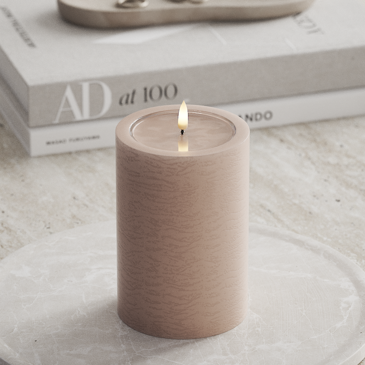 Deluxe Homeart Unique LED Pillar candle D 10 x 15 cm Pink unique Pillar candle 1