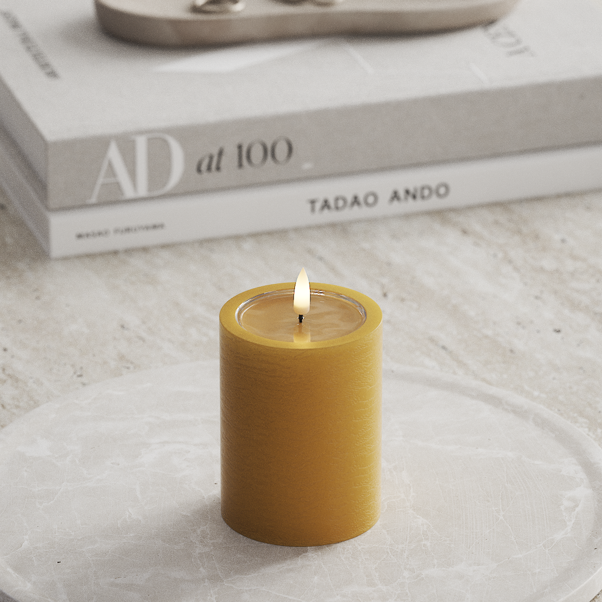 Deluxe Homeart Unique LED Pillar candle D 7.5 x 10 cm Curry unique Pillar candle 1