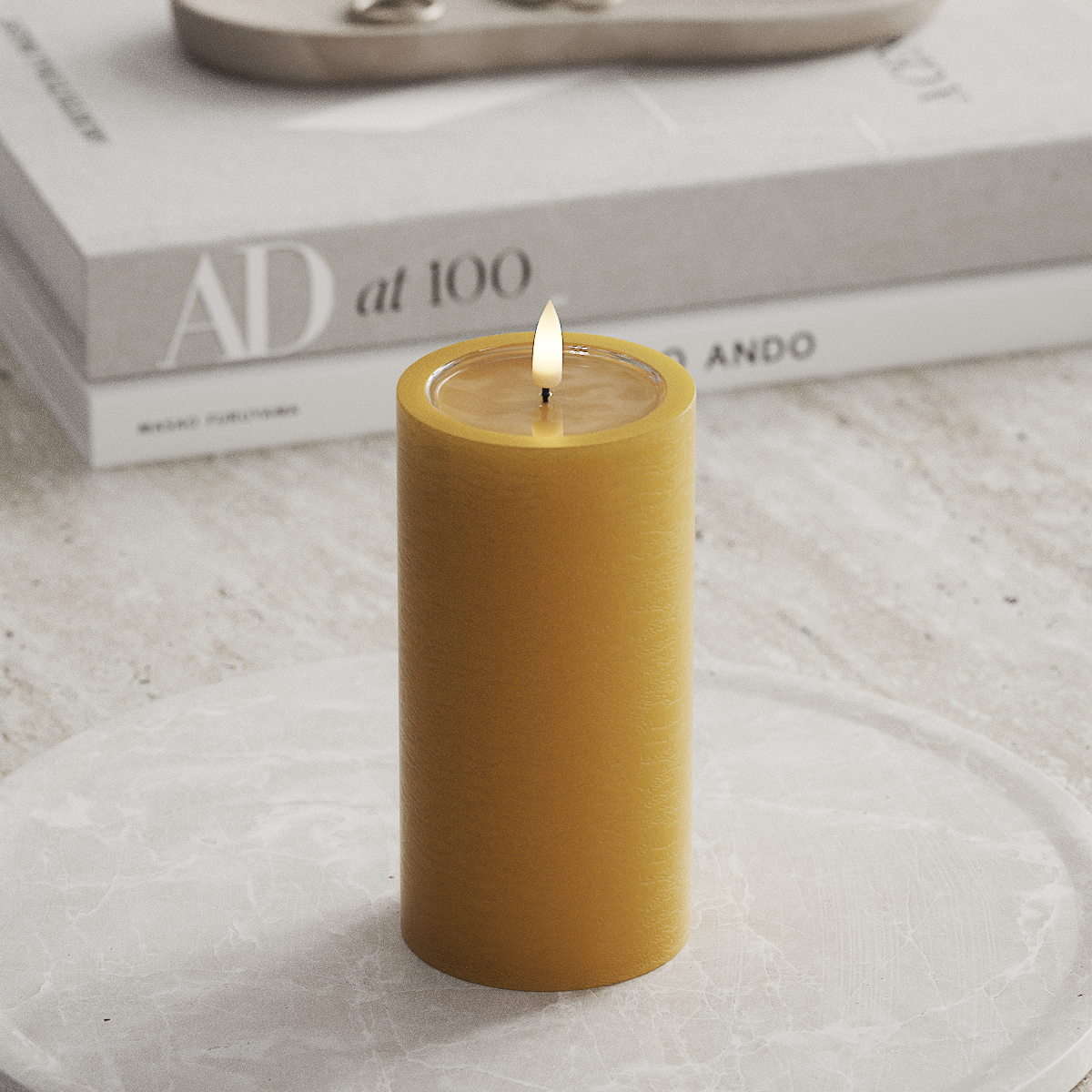 Deluxe Homeart Unique LED Pillar candle D 7.5 x 15 cm Curry unique Pillar candle 1