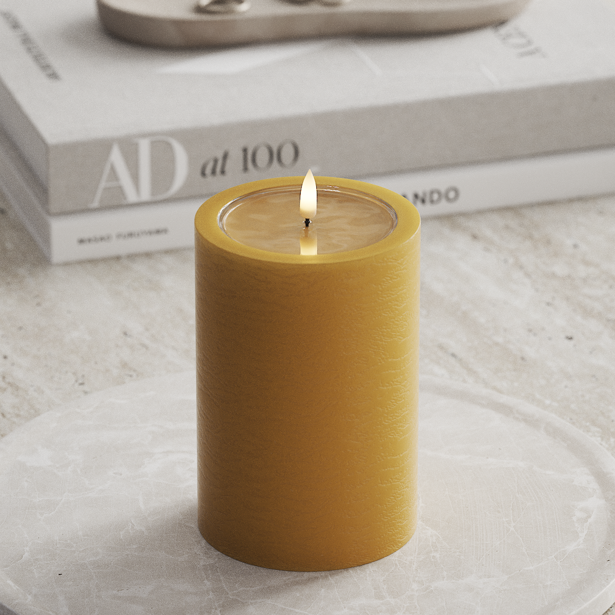 Deluxe Homeart Unique LED Pillar candle D 10 x 15 cm Curry unique Pillar candle 1