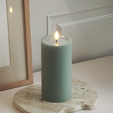 Deluxe Homeart Unique LED Pillar candle D 7.5 x 15 cm Sage Green unique Pillar candle 3