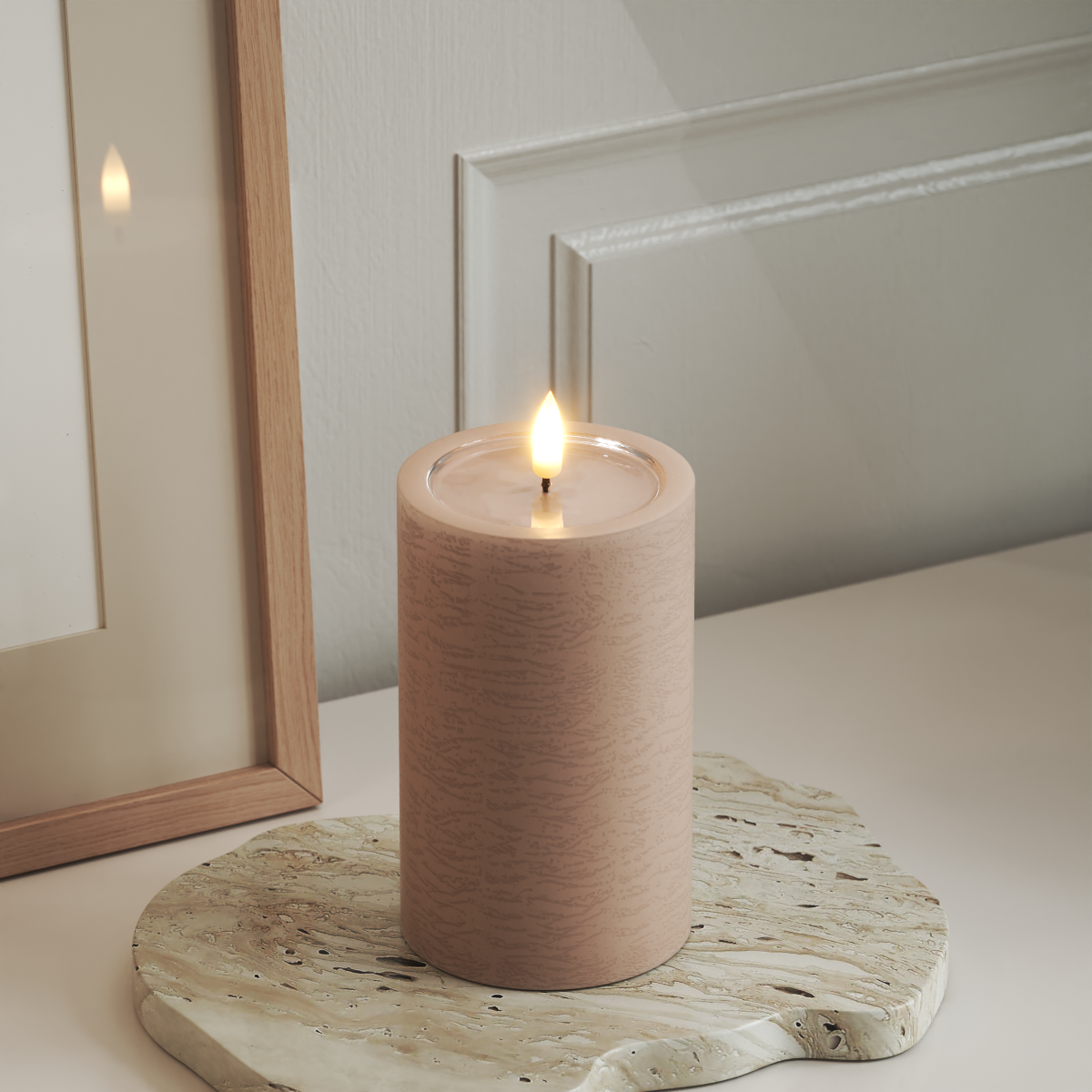 Deluxe Homeart Unique LED Pillar candle D 7.5 x 12.5 cm Pink unique Pillar candle 3