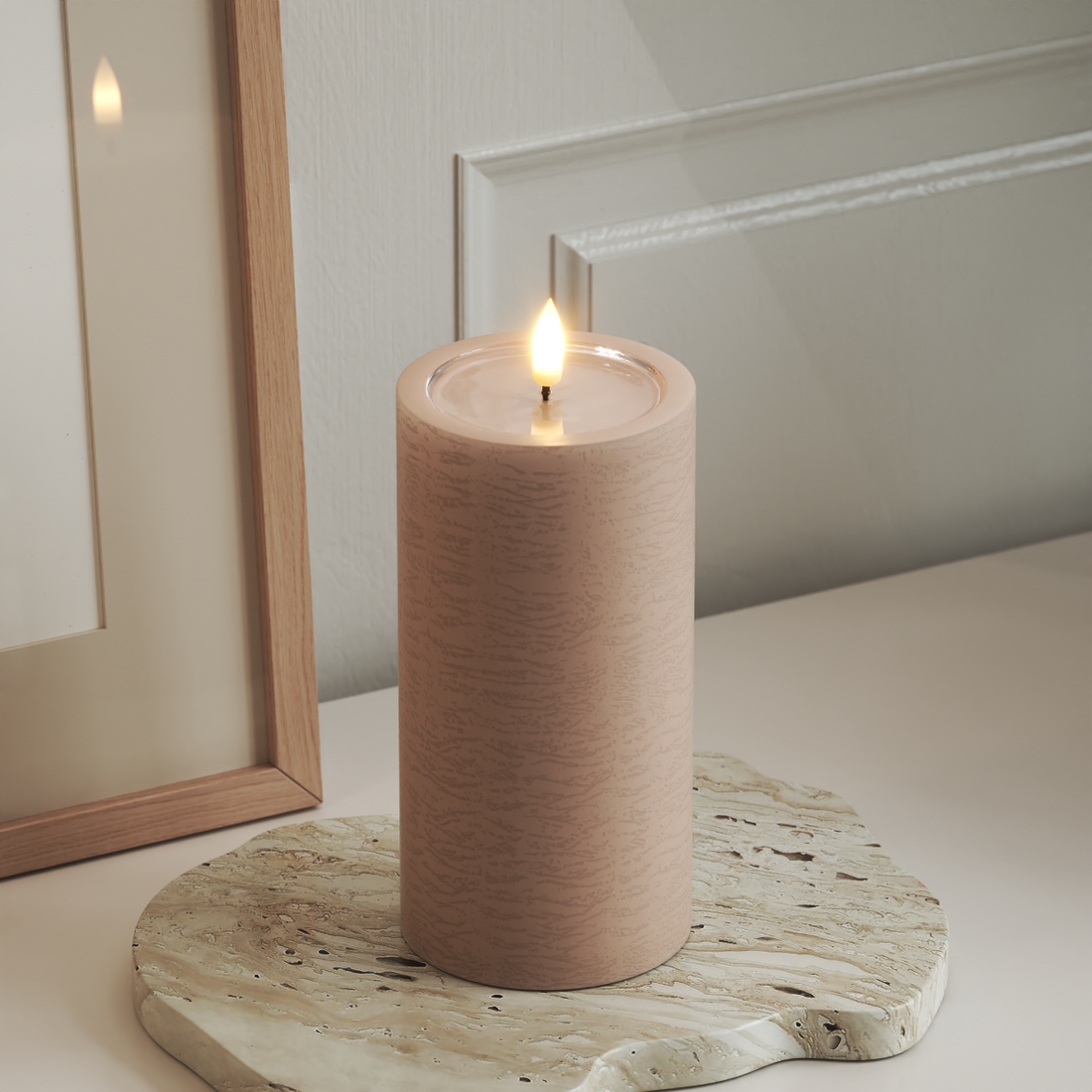 Deluxe Homeart Unique LED Bloklys D 7,5 x 15 cm Rose unique bloklys 3