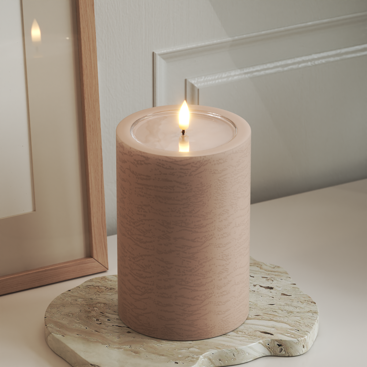 Deluxe Homeart Unique LED Pillar candle D 10 x 15 cm Pink unique Pillar candle 3