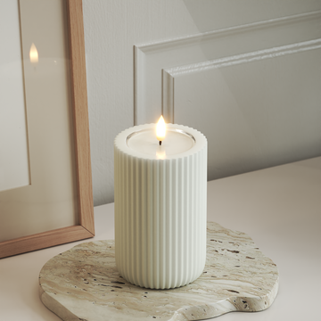 Deluxe Homeart Unique LED Ribbed candle D 8 x 12.5 cm White unique Ribbed candle 3