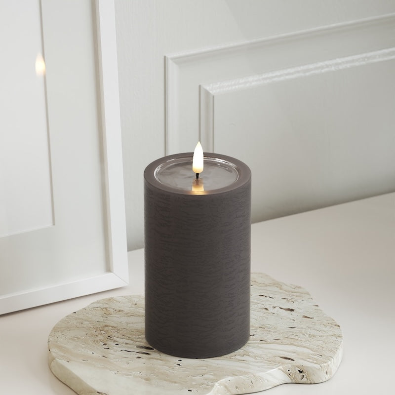 Unique Candles Unique LED Pillar candle D 7.5 x 12.5 cm Mocha