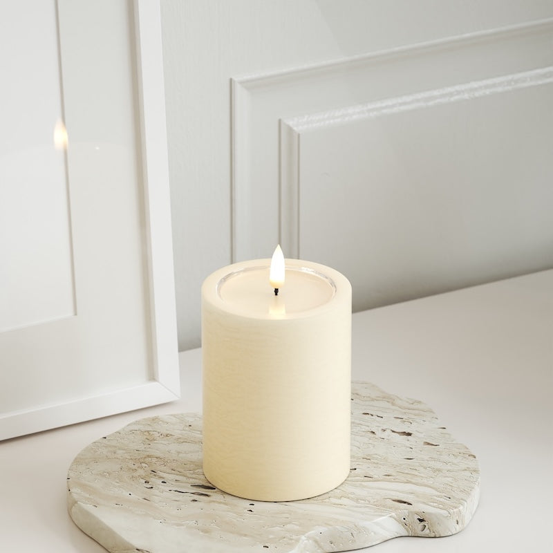 Unique Candles Unique LED Pillar candle D 7.5 x 10 cm Cream
